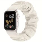 Scrunchie Band For Apple Watch - Cute Printed Elastic Solo Loop Band In Beige, Pink, Green, White, And Brown, Compatible With Series 8, 7, 6, 5, 4, 3, 2, 1 Se, Available In Sizes 38Mm, 40Mm, 41Mm, 42Mm, 44Mm, 45Mm, Bracelet For Apple Watch - Image 9