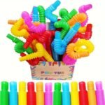 8Pcs Colorful Pop Tubes Sensory Toys - Enhances Fine Motor Skills, Ideal For Adhd & Autism, Perfect Gift For Preschool Boys & Girls, Includes Pink, Purple, Red, Green, Blue, Yellow, Autism Sensory Toys - Image 4