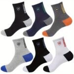 New Black Business Solid Color Socks For Men, Mid-Calf Length, Suitable For Spring, Autumn, And Winter, Available In Sizes 5, 10, 15, 20, 25, 30, 35, And 40.
