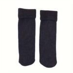 2 Pair Men'S Thickened Thermal Crew Socks - Cozy Fleece-Lined, Ribbed Cuff, Solid Color (Black/Gray) For Winter Warmth & Casual Wear, Winter Socks, Warmth Enhancing Socks, Ribbed Texture Socks - Image 7