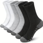 6 Pairs Of Men'S Mid Crew Sport Socks, Sweat-Absorbing Comfy Breathable Socks For Men'S Basketball Training, Running Outdoor Activities Breathable Thin