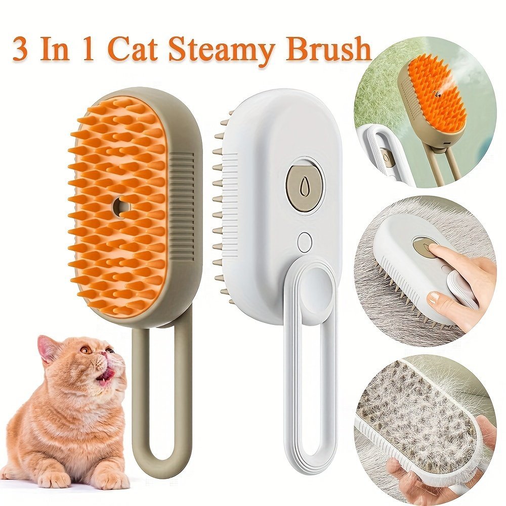 product-open-2023-12-20-1703080464220-c10e4d6e1b024b1d83235f50db4a2e30-goods.jpeg Steamy Cat Brush, 3 In 1 Cat Steamy Brush, Cat Brush Massaging Comb, Usb Recharging Pet Grooming Comb - For Removing Loose Hair & Massaging, Steamy Dog Brush, Suitable For All Cats & Dogs, Suitable For Daily Grooming - Perfect Gift For Pet Lovers - Image 1