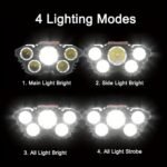 1Pc 5 Led Headlamp Rechargeable, Usb Head Flashlight, Camping And Fishing Headlight For Home Outdoor Emergency Lantern Christmas Gift - Image 5