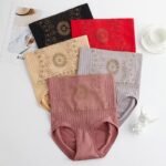 1Pc Women'S Floral Polyamide & Spandex High Waist Shaping Panties - Seamless Hip Lift Belly Control Shapewear Slim Briefs With Frill Detail And Dipped Hem For Postpartum Recovery - All-Season Skinny Fit Pull-On Underwear - Image 14