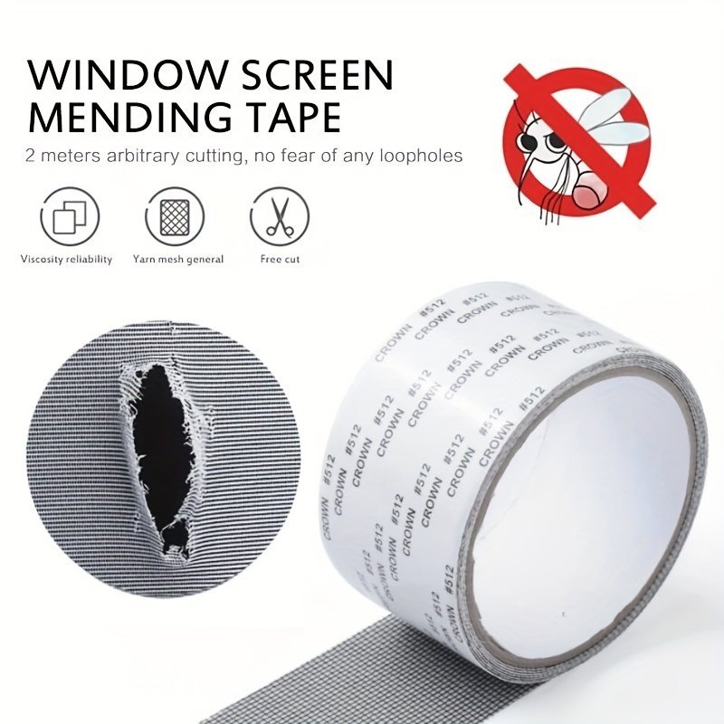 product-open-2024-01-17-1705507887471-5508aedd75a64e379fc584170b669ede-goods.jpeg 1 Roll Window Screen Repair Tape, Self Adhesive Mesh Tape, Anti Insect Mosquito Mesh, Broken Holes Repairing Strong Self Adhesive Window Screen Repair Tape, Window Net Screen Repair Patch, Covering Up Holes Tears Anti-Insect Mosquito Mesh - Image 1