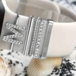 Hot 2024 New Shiny Alphabet Initial Letter Watchband Ring Loops, Luxury Rhinestone Watch Strap Charms Decorations 5Pcs Alphabet Initial Letter Watchband Rings Loops Compatible With Watch Garmin Smartwatch (A-Z)