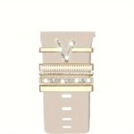 Hot 2024 New Shiny Alphabet Initial Letter Watchband Ring Loops, Luxury Rhinestone Watch Strap Charms Decorations 5Pcs Alphabet Initial Letter Watchband Rings Loops Compatible With Watch Garmin Smartwatch (A-Z) - Image 45