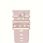 Hot 2024 New Shiny Alphabet Initial Letter Watchband Ring Loops, Luxury Rhinestone Watch Strap Charms Decorations 5Pcs Alphabet Initial Letter Watchband Rings Loops Compatible With Watch Garmin Smartwatch (A-Z) - Image 59