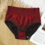 Women'S High Waist Seamless Panties With Hip Lift - Breathable Lace Trim Briefs For Postpartum Recovery, Retro Striped Tummy Control Underwear, Tight-Fitting Body Shaper In Black/Grey/Navy, Postnatal Underwear | Vintage Style Lingerie | Smooth Texture Fabric - Image 3