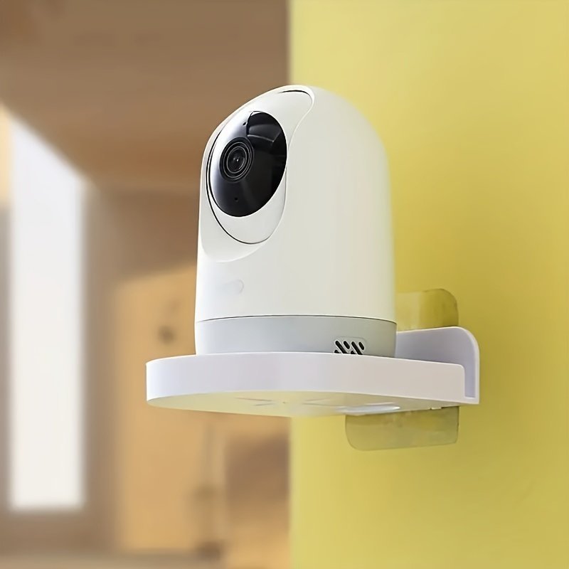 product-open-2024-02-26-1708917979220-9a72248b1cc8439187fdb5e26bc38249-goods.jpeg Wall-Mounted Camera Holder With Suction Cup/Adhesive Installation - No Drill Required, White Modern Design With Mounting Bracket & Stand, Compatible With / Cctv Cameras, Easy Installation For Home/Office/Door/Window Surveillance, Space-Saving Design - Image 1
