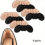 4 Pairs Comfortfit Polyester Shoe Filler Inserts - Non-Slip Adhesive Heel Grips For Loose-Fitting Shoes, Comfort Protectors, Secure Shoe Fit | Textured Insole Design | Polyester Fiber Construction, Shoe Accessories