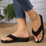 Women'S Slip-On Sandals With Flat Sole & Soft Fabric Upper - Breathable Casual Slippers, Lightweight Eva Cushioned Insole For Indoor/Outdoor Comfort, Black, Ladies Slippers - Image 3