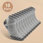 10/20 Pairs Men'S Low-Cut Crew Socks - Moisture-Wicking All-Season Breathable Socks With Elastic Ribbed Cuff, Multi-Color Solid Options For Casual & Athletic Wear - Image 2