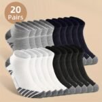 10/20 Pairs Men'S Low-Cut Crew Socks - Moisture-Wicking All-Season Breathable Socks With Elastic Ribbed Cuff, Multi-Color Solid Options For Casual & Athletic Wear - Image 6