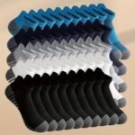 10 Pairs Men'S Athletic Crew Socks - Moisture-Wicking Breathable Running Gym Socks With Elastic Ribbed Cuff, Reinforced Toe & Heel, Black/Gray Accents For Sports & Casual Wear, Comfortable Fit - Image 6