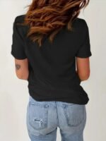 Women'S Casual Sporty T-Shirt, Black Cat Print, Comfort Fit Short Sleeve Tee, Fashion Breathable Casual Top - Image 5