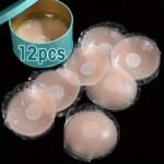 12-Pack Silicone Adhesive Bras, Reusable Round Wireless Bra Inserts, Opaque Non-Textile Breast Forms, Hand Washable Lingerie Accessories - Image 4