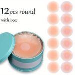 12-Pack Silicone Adhesive Bras, Reusable Round Wireless Bra Inserts, Opaque Non-Textile Breast Forms, Hand Washable Lingerie Accessories