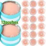 12-Pack Silicone Adhesive Bras, Reusable Round Wireless Bra Inserts, Opaque Non-Textile Breast Forms, Hand Washable Lingerie Accessories - Image 2