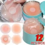 12Pcs Silicone Nipple Covers, Reusable Breast Petals Lift Invisible Bras Pasties, Bra Padding Sticker Patches, Adhesive Pads For Women, Fashion Accessories | Seamless Design | Reusable Covers