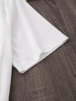 Women'S Casual Crew Neck T-Shirt With Geometric Paris Eiffel Tower Print, Short Sleeve Knit Fabric Top, 100% Polyester, All Seasons - White - Image 5