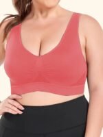 Women'S Bra 1Xl-5Xl Shock Absorption Breathable Mesh Hollow Out Wide Shoulder Straps Removable Pads U-Shaped Back Large Size Tank Top For Daily Wear, Suitable For All Seasons - Image 3