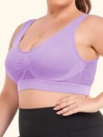 Women'S Bra 1Xl-5Xl Shock Absorption Breathable Mesh Hollow Out Wide Shoulder Straps Removable Pads U-Shaped Back Large Size Tank Top For Daily Wear, Suitable For All Seasons - Image 5