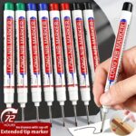 4Pcs Long Nib Marker Pen Set - Waterproof Oil-Based Deep Hole Markers In Red, Black, Green, And Blue Ink - Durable Plastic Body For Bathroom Decoration And Versatile Use, Bathroom Decoration Essentials | Bold Writing Experience | Precision Tip Markers, Bathroom Decor And Accessories - Image 4