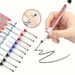 4Pcs Long Nib Marker Pen Set - Waterproof Oil-Based Deep Hole Markers In Red, Black, Green, And Blue Ink - Durable Plastic Body For Bathroom Decoration And Versatile Use, Bathroom Decoration Essentials | Bold Writing Experience | Precision Tip Markers, Bathroom Decor And Accessories