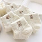 5 Pairs Women'S Cartoon Bear Geometric Pattern Breathable Short Socks - Soft Machine Washable Casual Socks For Casual Attire, Cute Socks, Playful Fashion, Playful Design, Comfortable Fit, Sock Lovers - Image 2