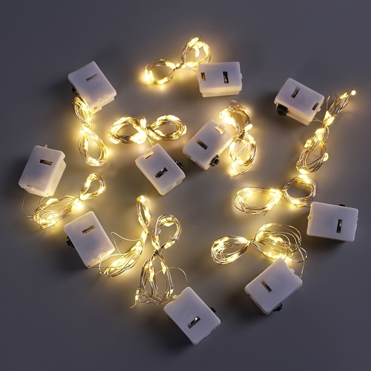 product-open-2024-08-06-1722940200295-ad8145a566544bccbda6c3abef912d67-goods.jpeg 5/10Pcs Led Fairy Lights - Battery Operated, Silvery Wire String Lights For Diy Weddings, Parties, Bedrooms & More - 20 Led Firefly Starry Sky Moon Lights For Festive Decor - Image 1