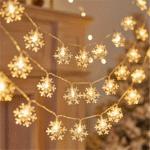 Christmas Led Snowflake String Lights - Battery Operated, Wireless, 10/20/40 Led Options, Non- For Holiday Decor, Festive Party Supplies, Home And Room Decorations, Birthday And Christmas Gifts - Image 3