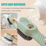 Luxury Soft Bristle Shoe Brush With Liquid Holder - Multifunctional Press-On Household Cleaning Tool - Long Handle, Easy To Use, Space-Saving Design, Ideal For Cleaning Sneakers, Boots - Pp Material