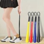 1Pc Extra Long Flexible Plastic Shoe Horn, Easy-Grip Spoon Shape Design, Durable And Lightweight - Available In Red Or Black, Shoe Horn Long Handle
