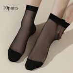 10 Pairs Of Thin Stockings For Women, Stockings Summer Thin And Transparent Short Socks, Women'S Stockings And Stockings Sweat-Absorbent And Breathable - Image 3