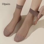 10 Pairs Of Thin Stockings For Women, Stockings Summer Thin And Transparent Short Socks, Women'S Stockings And Stockings Sweat-Absorbent And Breathable - Image 9