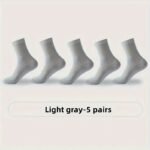 5 Pairs Four Seasons Bamboo Fiber Men'S Mid Tube Socks Casual Breathable Business Socks - Image 13