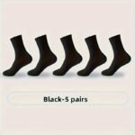 5 Pairs Four Seasons Bamboo Fiber Men'S Mid Tube Socks Casual Breathable Business Socks - Image 11