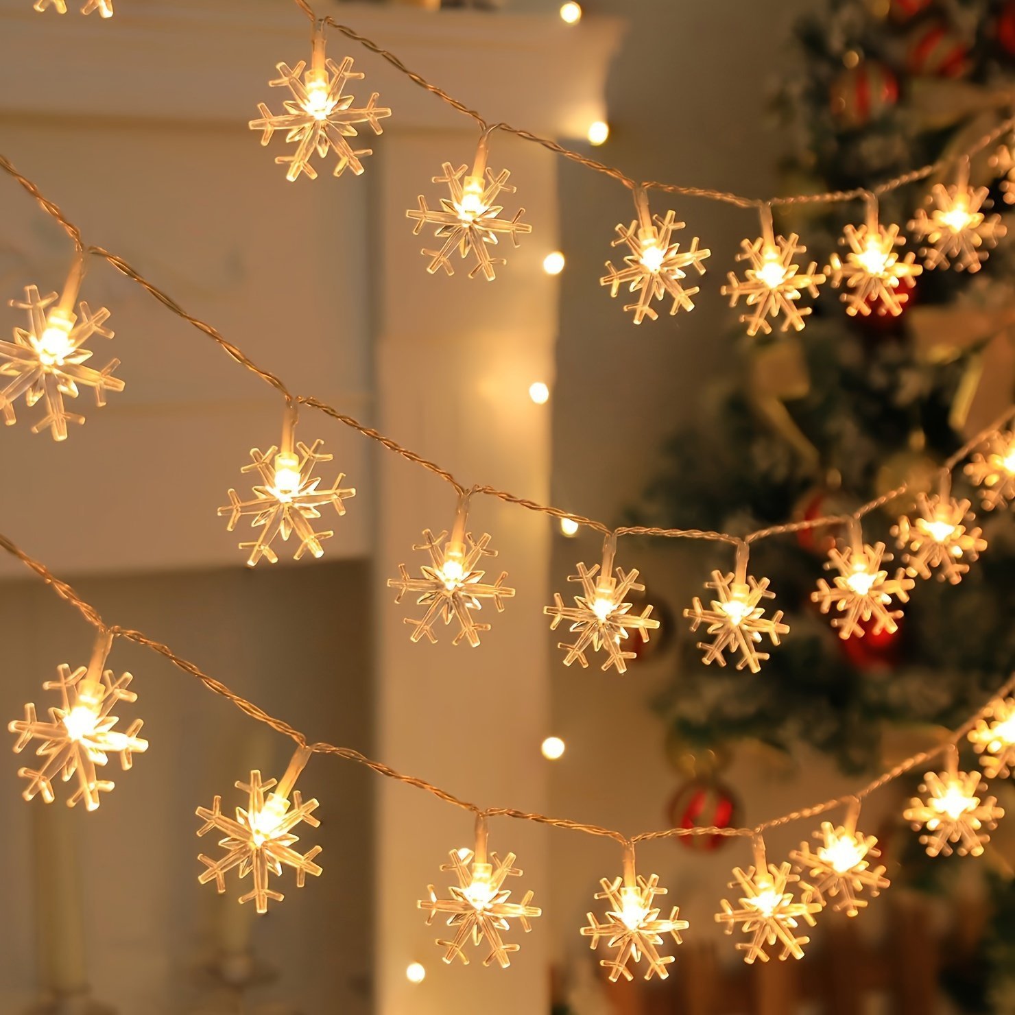 product-open-2024-09-07-1725728252580-99e5d15c3efe4e87bbf6fff36ec00f2f-goods.jpeg Snowflake Led String Lights, Battery Powered, Fairy Lights For Christmas Decoration, Living Room, Bedroom, Staircase, Party, Wedding - No Battery Included - Image 1