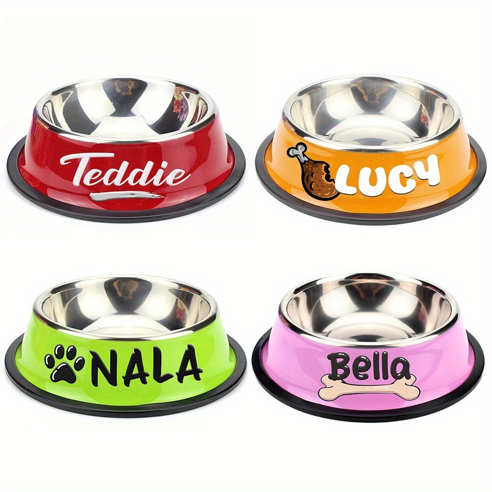 product-open-2024-09-07-1725739214234-f3bd877604f543c29807c05140f8d2cc-goods.jpeg Personalized Anti Slip Stainless Steel Pet Bowl With Custom Name - Perfect For Cats And Dogs, Perfect For Food And Water Supply - Image 1