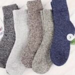 3/5 Pairs Men'S Thick Warm Knit Crew Socks - Solid Color Winter Socks With Ribbed Cuffs, Polyester Blend, Hand Wash Only, Ideal For Cold Weather Comfort, Winter Socks, Handwash Only Socks, Ribbed Cuff Socks, Durable Knit Socks - Image 2