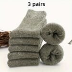 3/5 Pairs Men'S Thick Warm Knit Crew Socks - Solid Color Winter Socks With Ribbed Cuffs, Polyester Blend, Hand Wash Only, Ideal For Cold Weather Comfort, Winter Socks, Handwash Only Socks, Ribbed Cuff Socks, Durable Knit Socks - Image 13