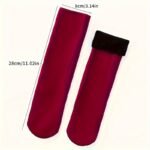 4 Pairs Of Thermally Insulated Socks Made Of Polyester, All-Season Fleece-Lined Warm, Solid Black, Machine Washable Socks With Medium Tube For Cold Resistance - Image 6