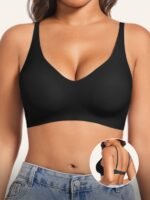 A Set Of 1, Women'S Solid Contrast Earth Tone Spaghetti Strap Bra, Beautiful Back Bralette, Soft Breathable Removable Bra Pads, Single Breasted Minimalist Basic Underwear Tops For Women, Solid Color Underwear For All Seasons - Image 3