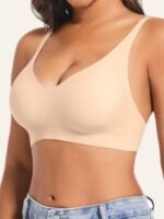 A Set Of 1, Women'S Solid Contrast Earth Tone Spaghetti Strap Bra, Beautiful Back Bralette, Soft Breathable Removable Bra Pads, Single Breasted Minimalist Basic Underwear Tops For Women, Solid Color Underwear For All Seasons - Image 6