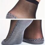 4 Pairs Women'S Sheer Ankle Socks, Non-Slip Transparent Toe Protector, Breathable Nylon, Knit Fabric, Polyamide 85%, Elastane 15%, Solid Color, Hand Wash - 100 G/M? - Image 12