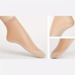 4 Pairs Women'S Sheer Ankle Socks, Non-Slip Transparent Toe Protector, Breathable Nylon, Knit Fabric, Polyamide 85%, Elastane 15%, Solid Color, Hand Wash - 100 G/M? - Image 4