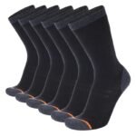 6 Pairs Men'S Navy Blue Long Socks - Knit Polyester, Athletic Design With Orange And White Accents, Perfect For Fall And Winter Sports, Sports Socks|Athletic Socks|Knit Texture