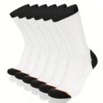 6 Pairs Men'S Navy Blue Long Socks - Knit Polyester, Athletic Design With Orange And White Accents, Perfect For Fall And Winter Sports, Sports Socks|Athletic Socks|Knit Texture - Image 2
