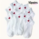 5/10 Pairs Of Women'S Low-Top Socks, Ideal As Valentine'S Day Gifts, Sweat-Absorbent, Fashionable Heart-Shaped, Comfortable, Breathable, Suitable For Outdoor Sports In Spring, Summer And Autumn. - Image 5